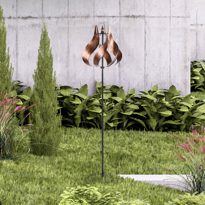 Ebern Designs Lenda 70.12'' H Metal Kinetic Tulip Windmill